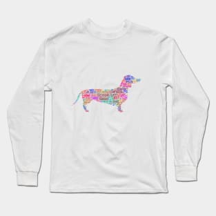 Dog Sausage Dachshund Dash Animal Pet Text Word Cloud Long Sleeve T-Shirt